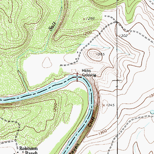 Topographic Map of Hicks Crossing, TX