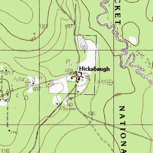 Topographic Map of Hicksbaugh, TX
