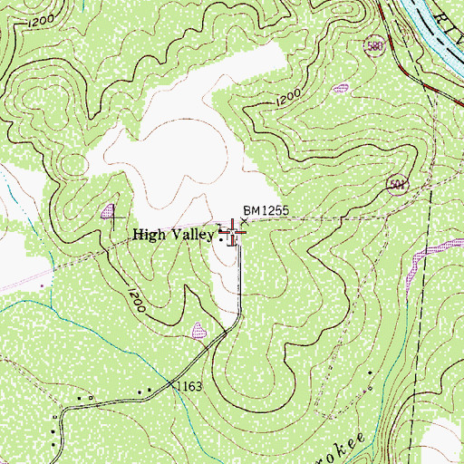 Topographic Map of High Valley, TX