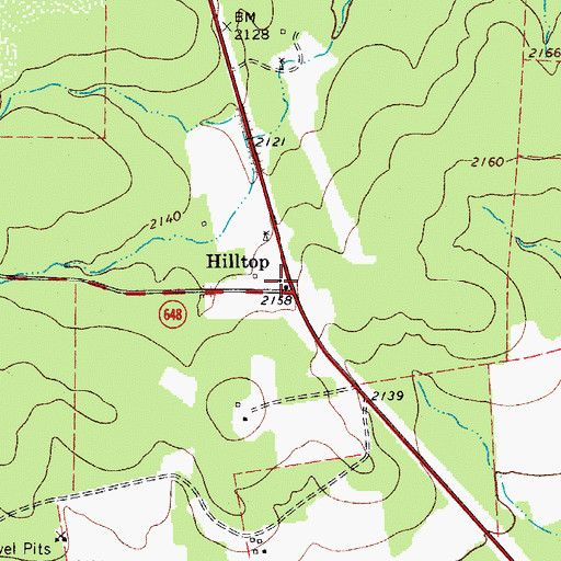 Topographic Map of Hilltop, TX