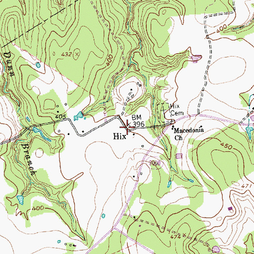Topographic Map of Hix, TX