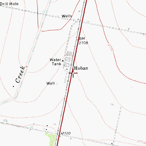 Topographic Map of Hoban, TX