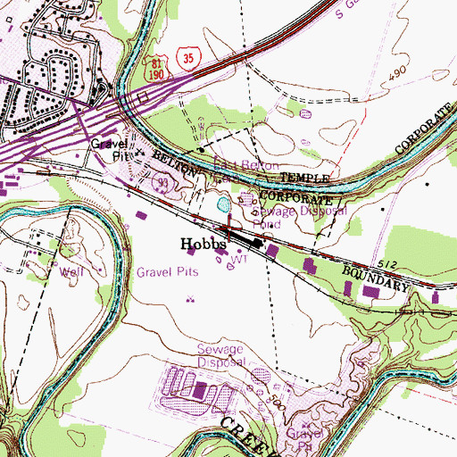 Topographic Map of Hobbs, TX