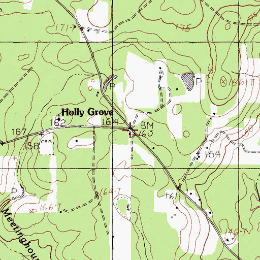 Topographic Map of Holly Grove, TX