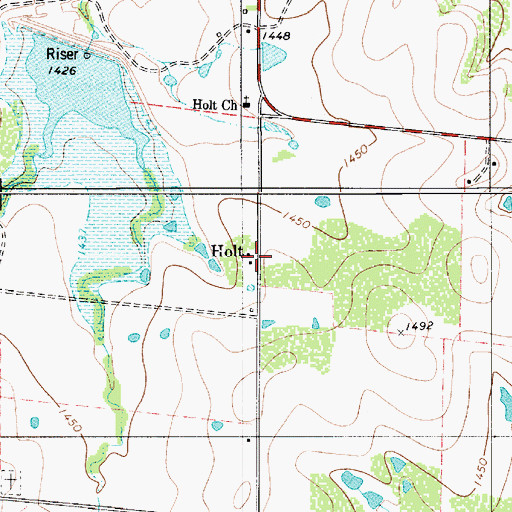 Topographic Map of Holt, TX
