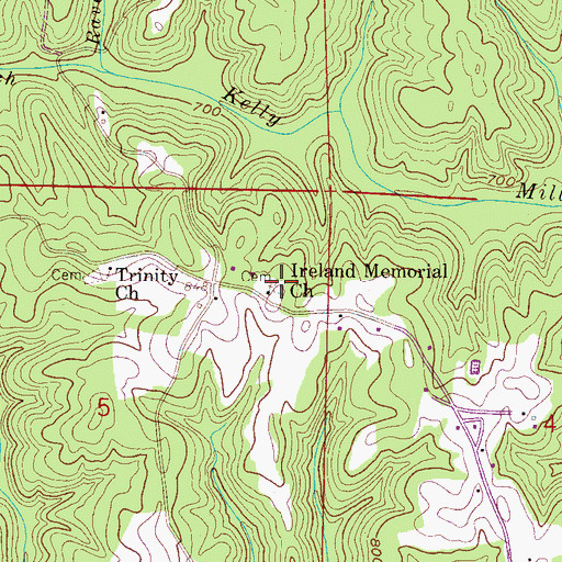 Topographic Map of Ireland Cemetery, AL