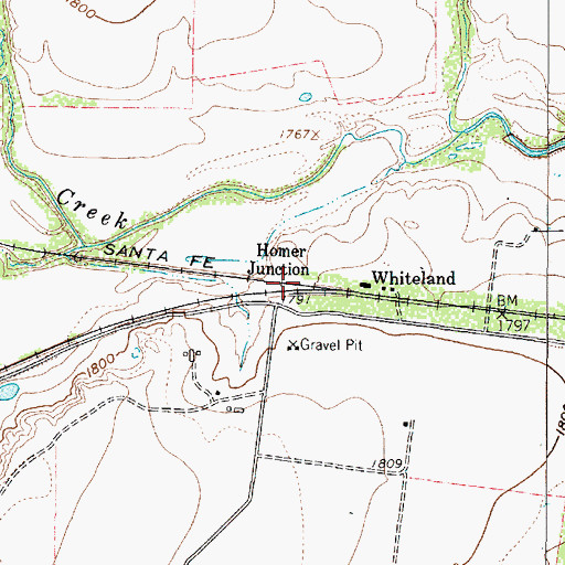 Topographic Map of Homer Junction, TX