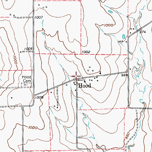 Topographic Map of Hood, TX