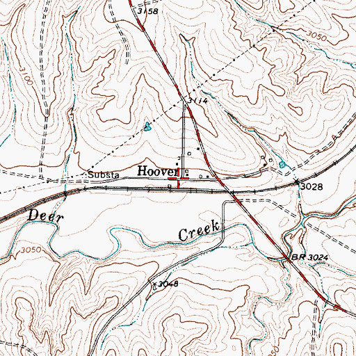 Topographic Map of Hoover, TX