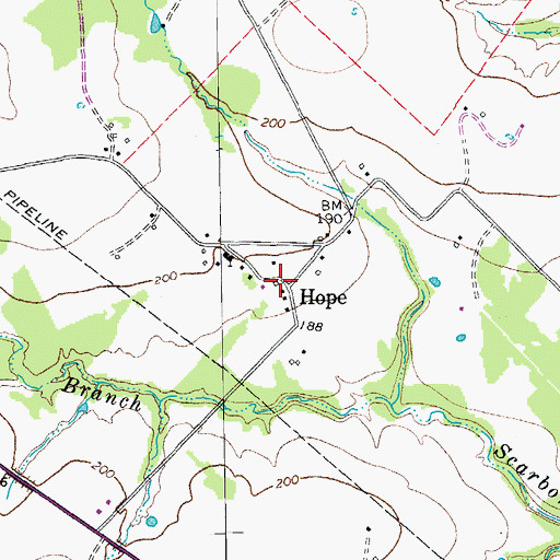 Topographic Map of Hope, TX