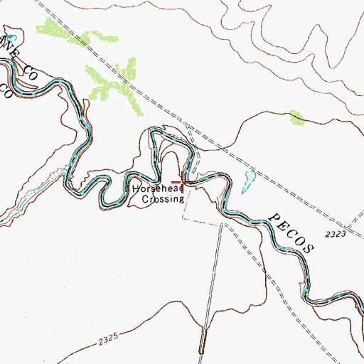 Topographic Map of Horsehead Crossing, TX