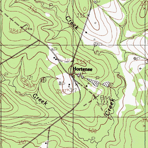 Topographic Map of Hortense, TX