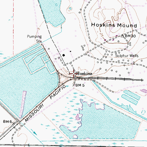 Topographic Map of Hoskins, TX