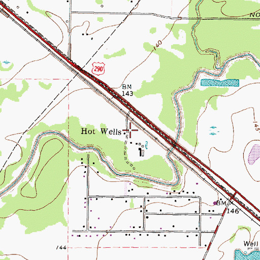 Topographic Map of Hot Wells, TX