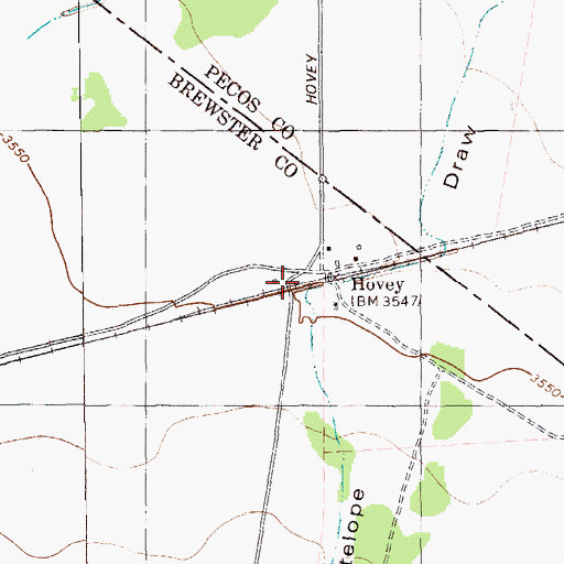 Topographic Map of Hovey, TX