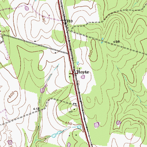 Topographic Map of Hoyte, TX