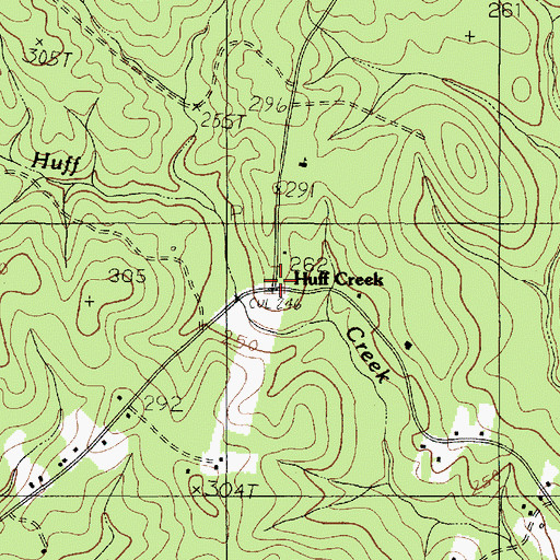 Topographic Map of Huff Creek, TX