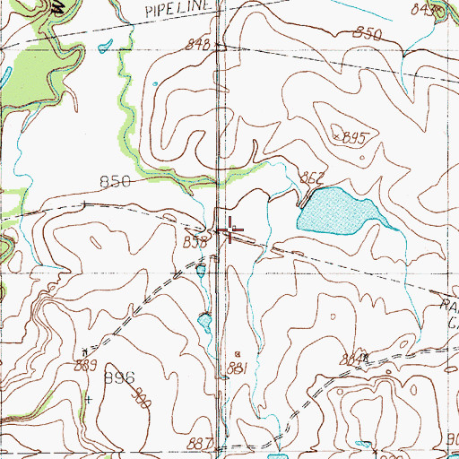 Topographic Map of Huggins, TX