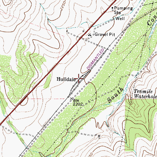 Topographic Map of Hulldale, TX