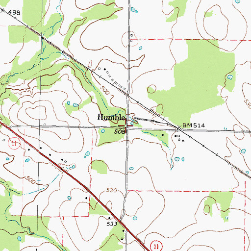 Topographic Map of Humble, TX