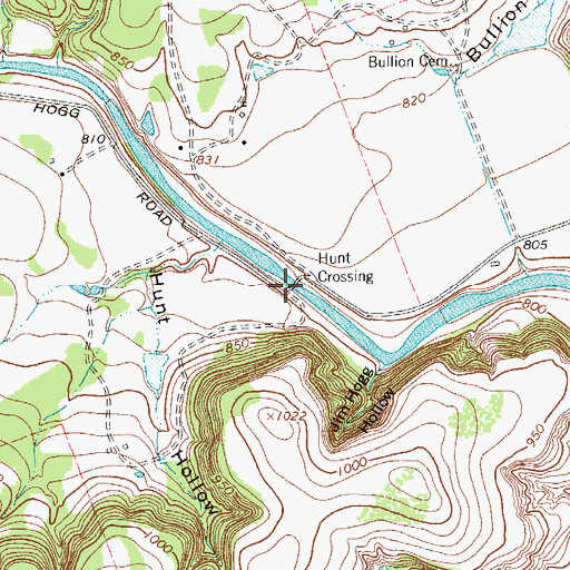 Topographic Map of Hunt Crossing, TX