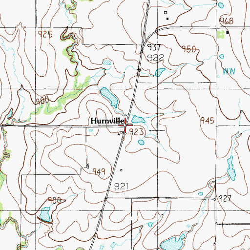 Topographic Map of Hurnville, TX