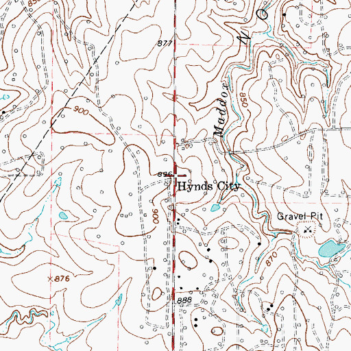 Topographic Map of Hynds City, TX