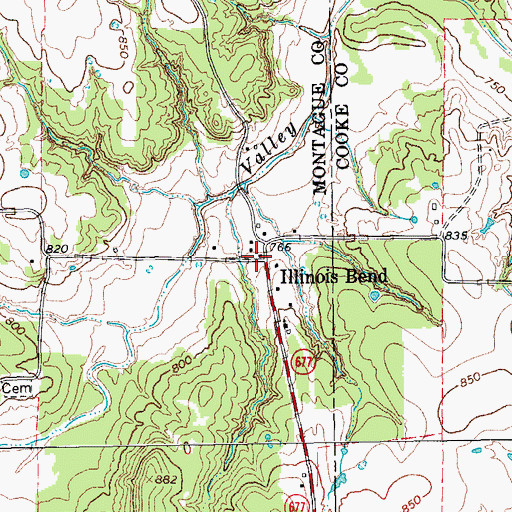 Topographic Map of Illinois Bend, TX