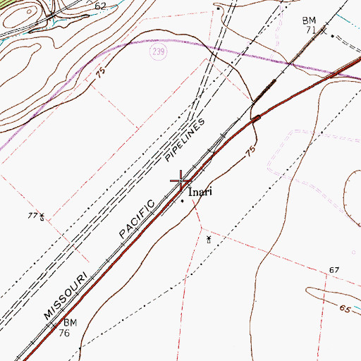 Topographic Map of Inari, TX
