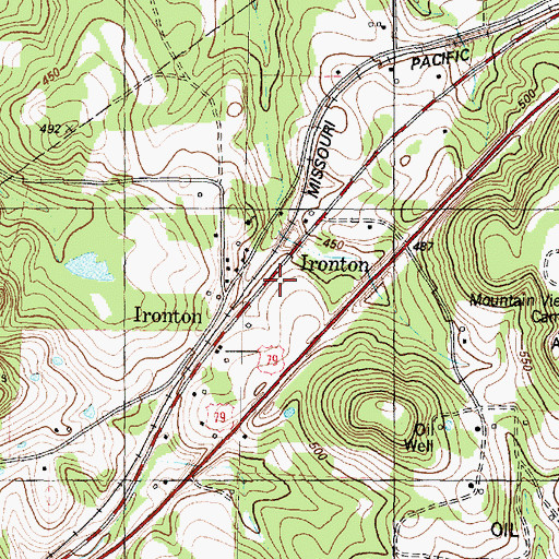 Topographic Map of Ironton, TX