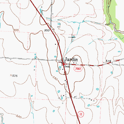 Topographic Map of Jardin, TX