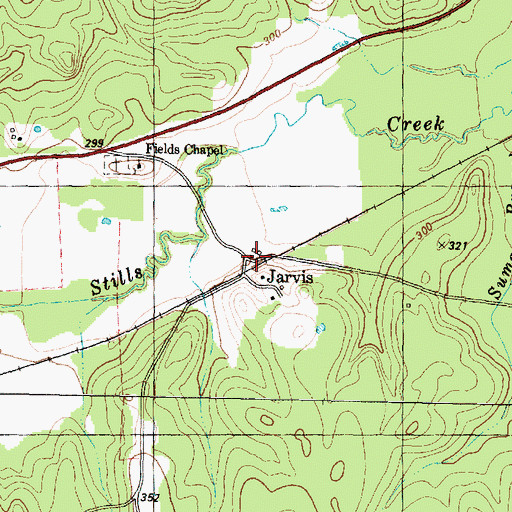 Topographic Map of Jarvis, TX