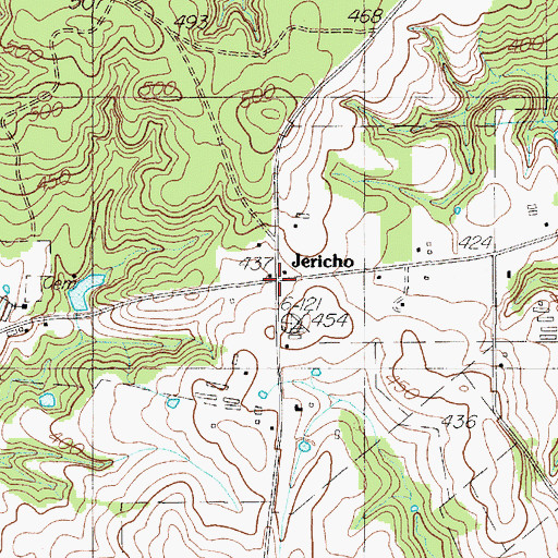 Topographic Map of Jericho, TX
