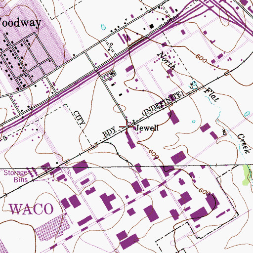 Topographic Map of Jewell, TX