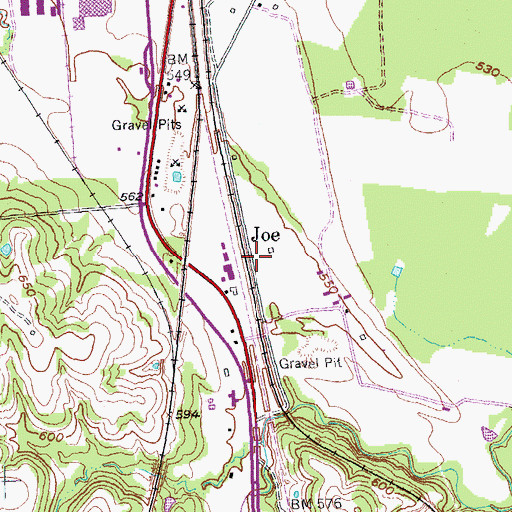 Topographic Map of Joe, TX