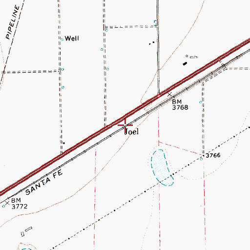 Topographic Map of Joel, TX