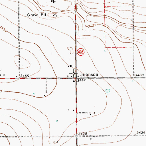 Topographic Map of Johnson, TX