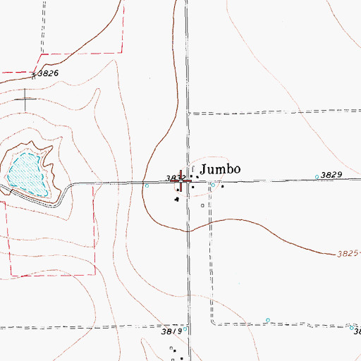 Topographic Map of Jumbo, TX