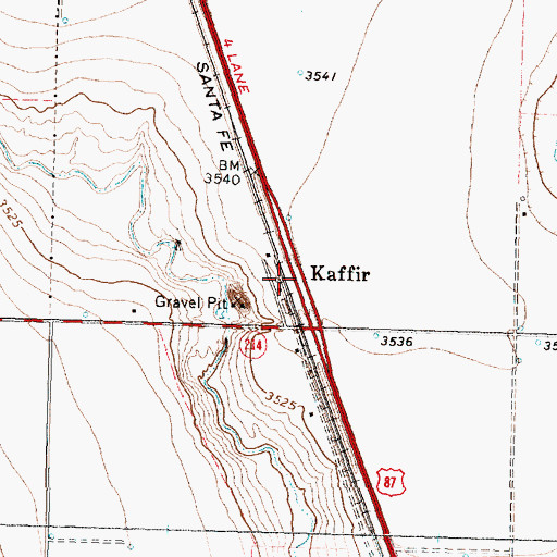 Topographic Map of Kaffir, TX
