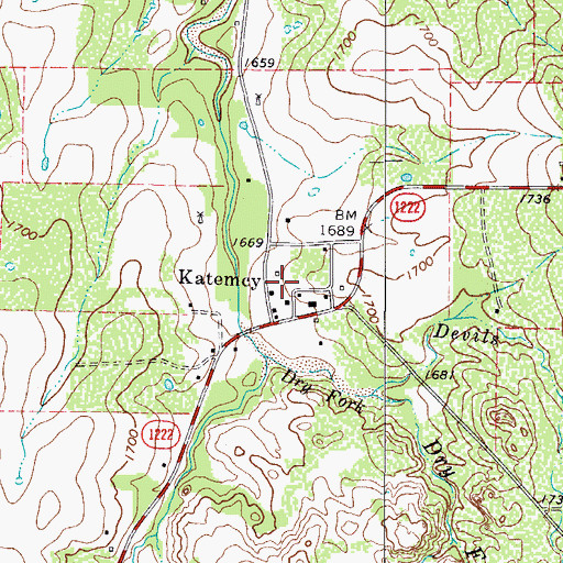 Topographic Map of Katemcy, TX