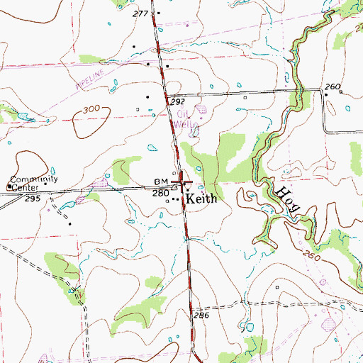 Topographic Map of Keith, TX