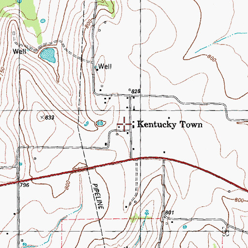 Topographic Map of Kentucky Town, TX