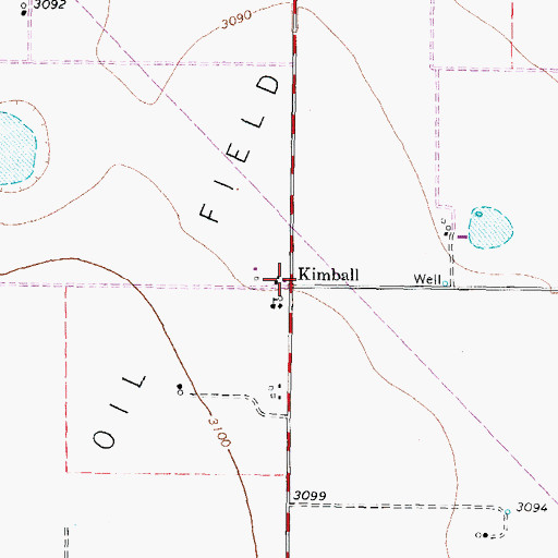 Topographic Map of Kimball, TX