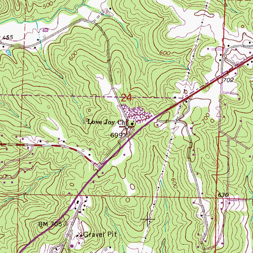 Topographic Map of Lovejoy Cemetery, AL