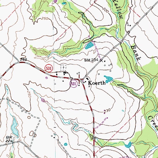 Topographic Map of Koerth, TX