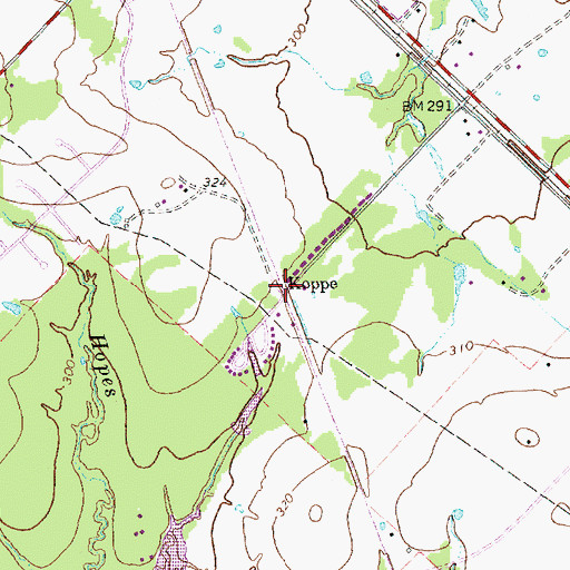 Topographic Map of Koppe, TX
