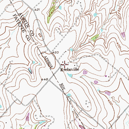 Topographic Map of Krebsville, TX