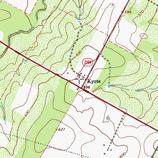 Topographic Map of Kyote, TX