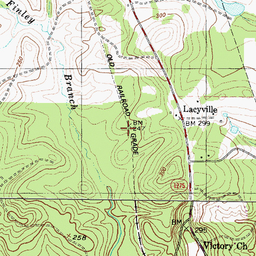 Topographic Map of Lacyville, TX