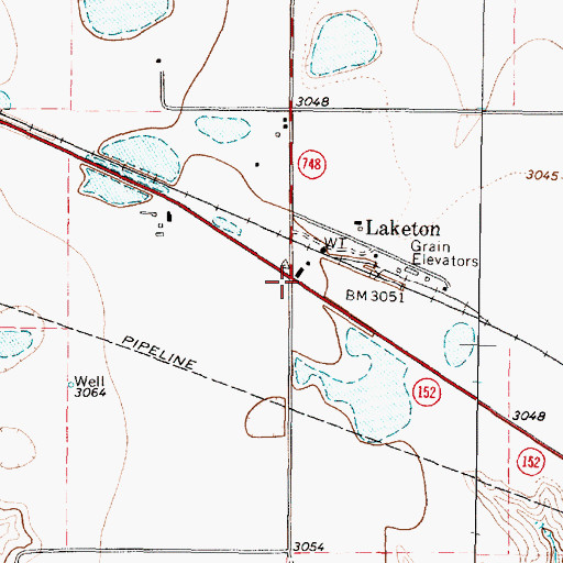 Topographic Map of Laketon, TX